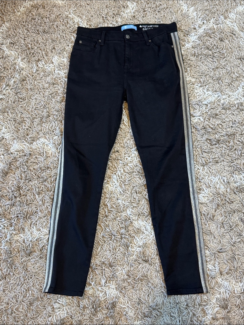 NWOT 7 For All Mankind Blair High Waist Ankle Skinny with Chain Stripe size 30